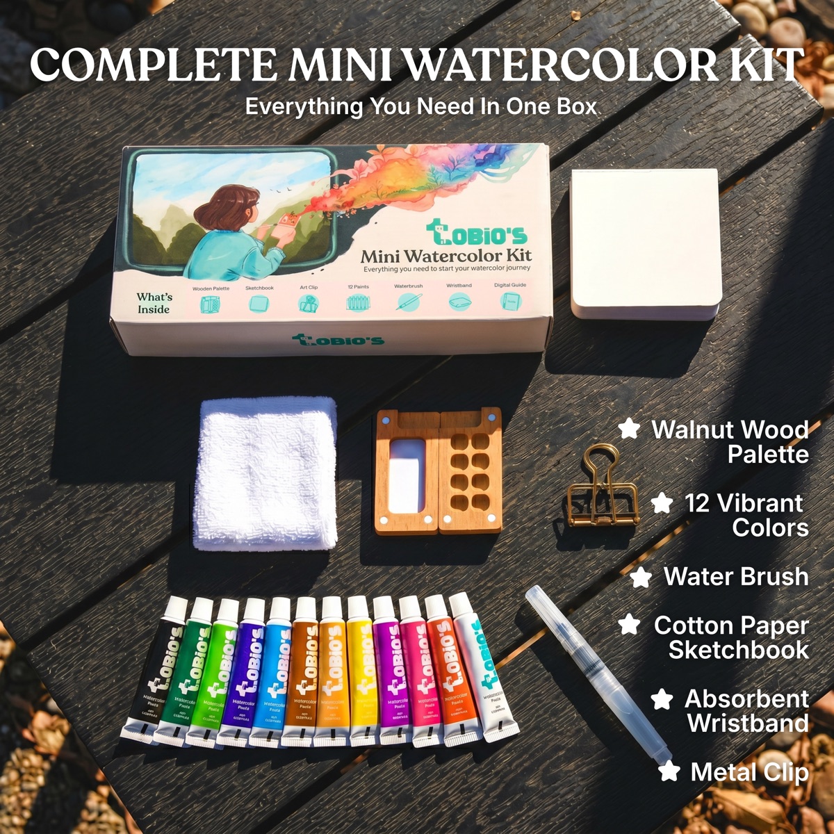 Tobios Watercolor Kit with guided workbook